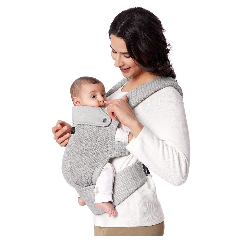 Momcozy Porte-bébé en maille respirante, ergonomique et léger pour bébés de 3,2–20 kg - Gris