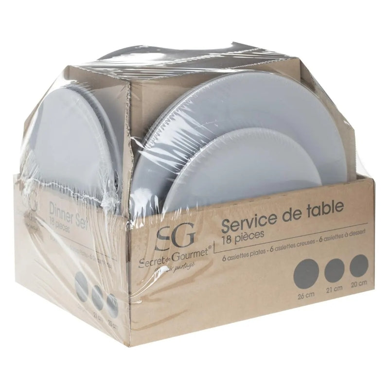 Secret de Gourmet Colorama Service de table Gris 18 pièces
