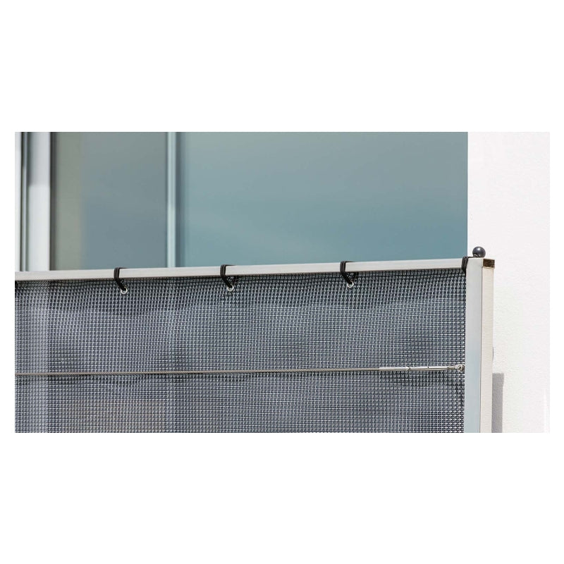 Tenax Texstyle Vip Brise-vue faible occultation en textilène gris noir argent 1,5 x 5 m