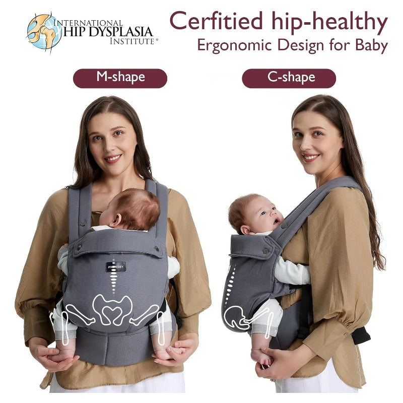 Momcozy Porte-bébé ergonomique 7-44 lb Léger confortable Gris Cadeaux pour maman