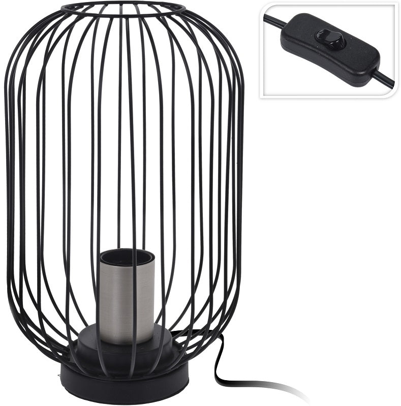 Koopman Lampe de table décorative noire style industriel, monture argentée
