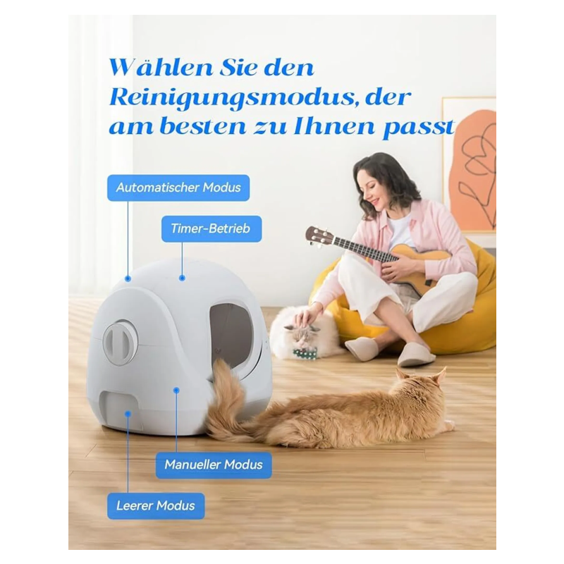 CATLINK BayMax SE Lite Bac à litière intelligent autonettoyant XL pour chats de 1,6 à 10 kg avec 8 protections de sécurité, suivi de santé via application, 4 modes de nettoyage et conception à entrée basse - 70 L