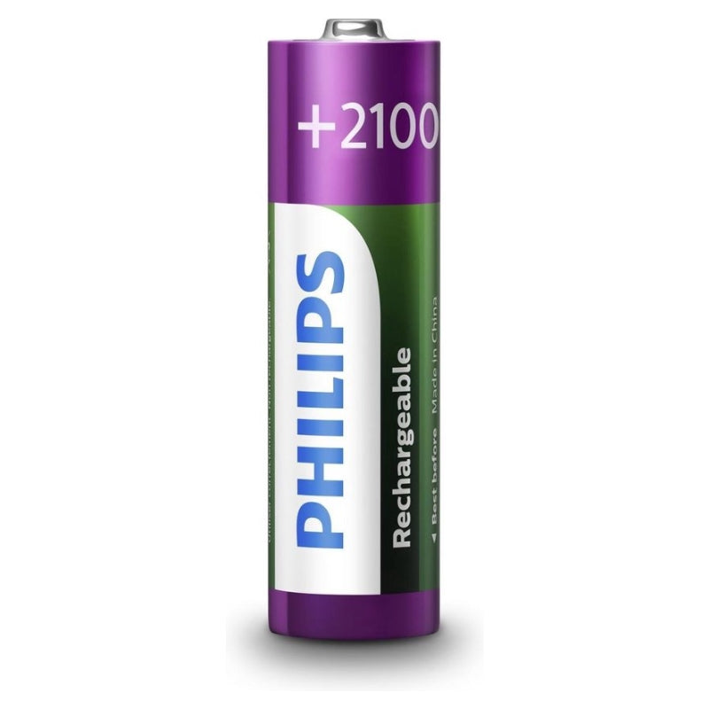 PHILIPS - Piles rechargeables taille AA, 2500 mAh, longue autonomie, écologiques