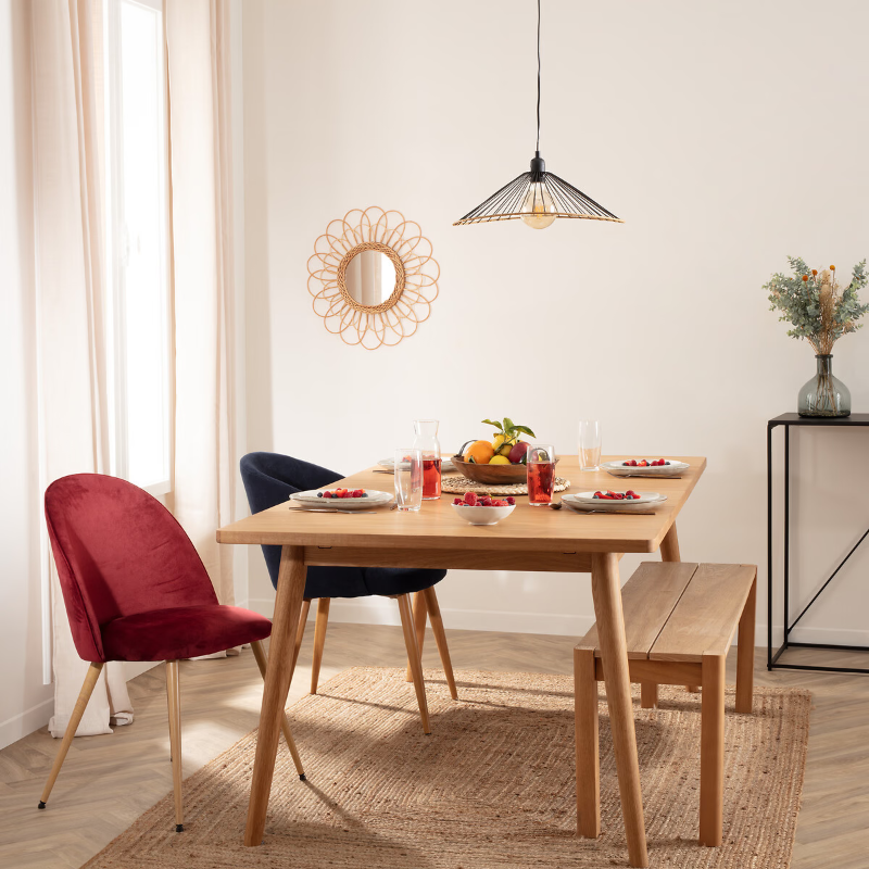 Atmosphera Miroir Fleur Cayetana diam. 56 cm en Rotin
