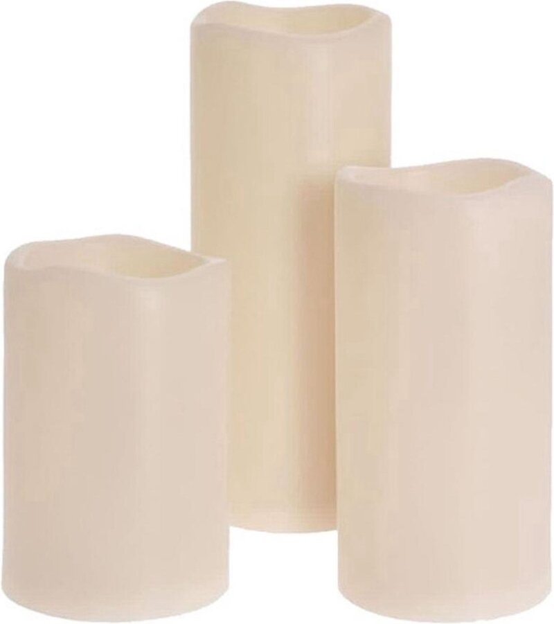 Lot de 3 Bougies LED IP44 Ivoire