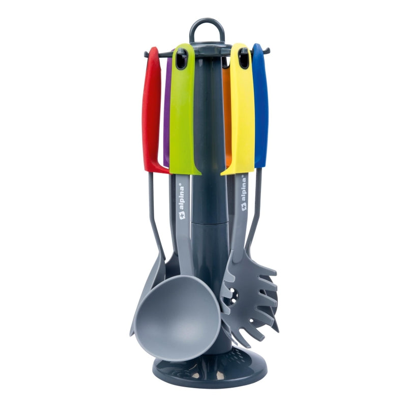 Alpina Lot de 7 ustensiles de cuisine avec support