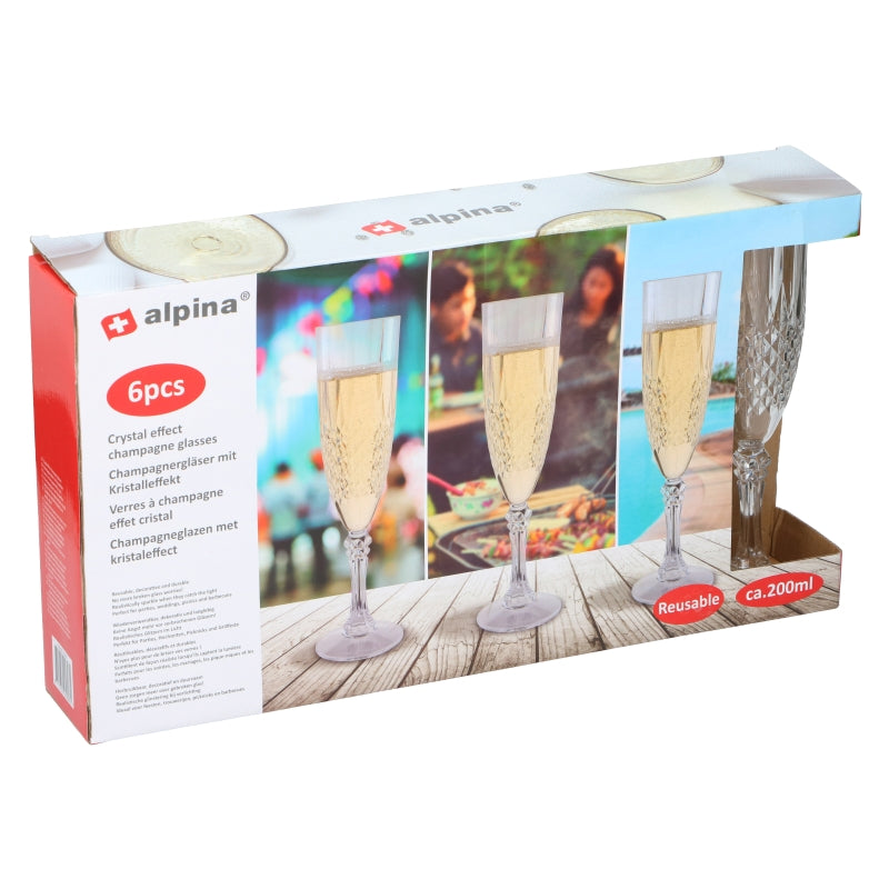ALPINA Lot de 6 flûtes à champagne - 200 ml