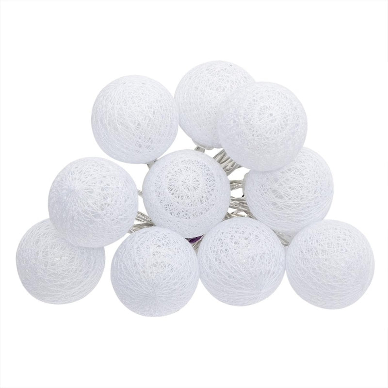 Atmosphera Guirlande LED à piles 10 boules diam. 6 cm Blanc