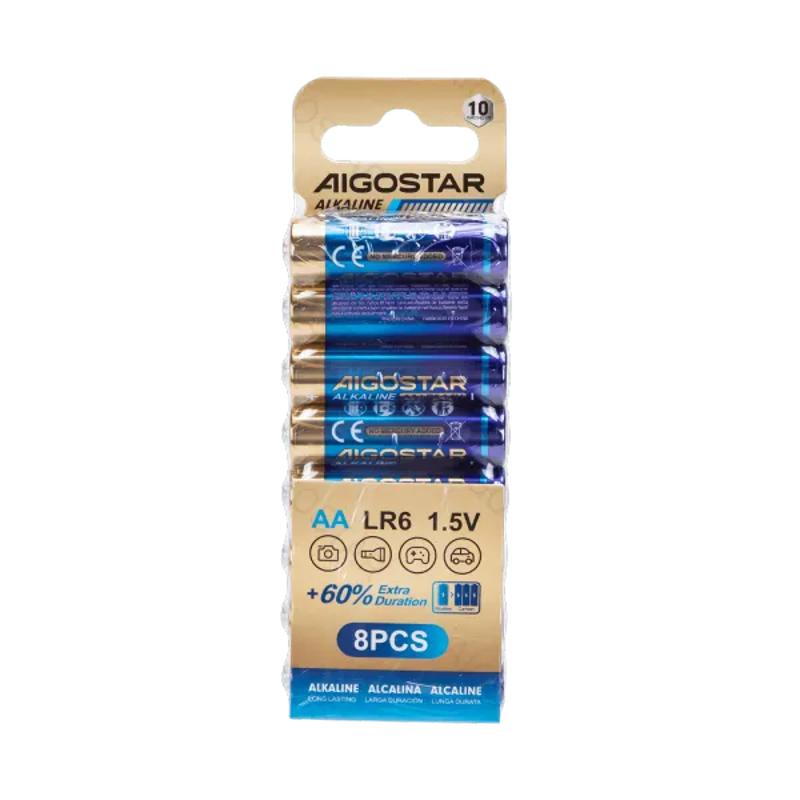 Aigostar Piles Alcalines LR6 (AA) 1,5 V - Lot de 8