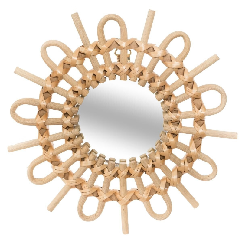 Atmosphera Lot de 3 miroirs Aïda en rotin - Diamètre 28 cm