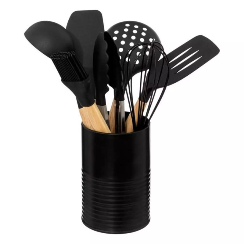 5five Boîte à ustensiles en métal noir avec 7 accessoires