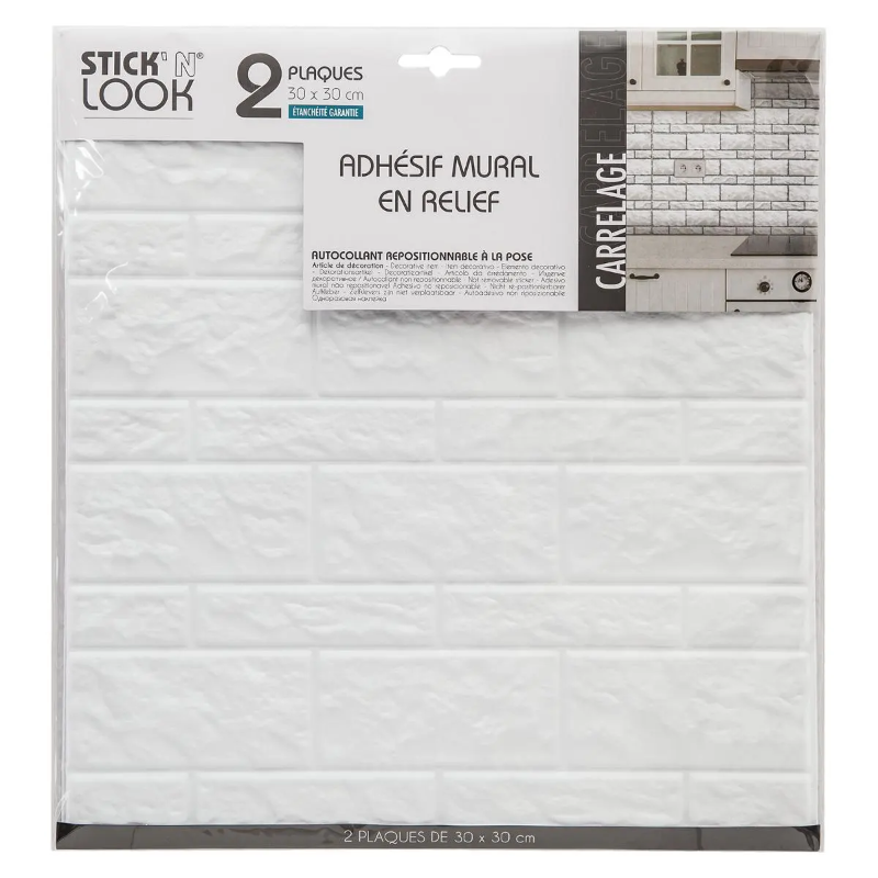 Secret de Gourmet Lot de 2 stickers de carrelage mural blancs