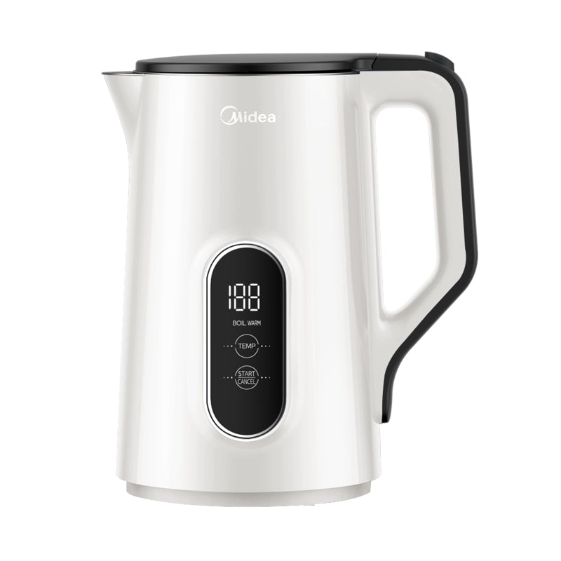 Midea Bouilloire 1,5 L en acier inoxydable, réglage de température variable 45-100 °C, 2200 W, double paroi, affichage numérique de la température, sans BPA et protections multiples