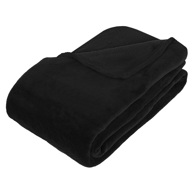 Atmosphera Couverture en flanelle noir - 180 x 230 cm