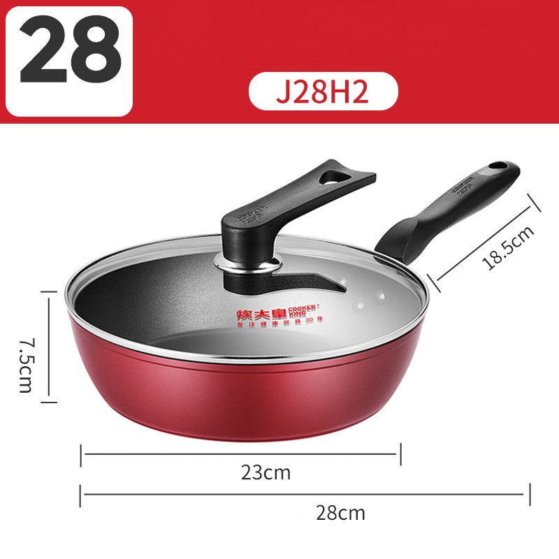 COOKER KING poêle à frire et wok polyvalent antiadhésif, petite sauteuse antiadhésive à fond plat, sans fumée d'huile, compatible gaz et induction, 28cm