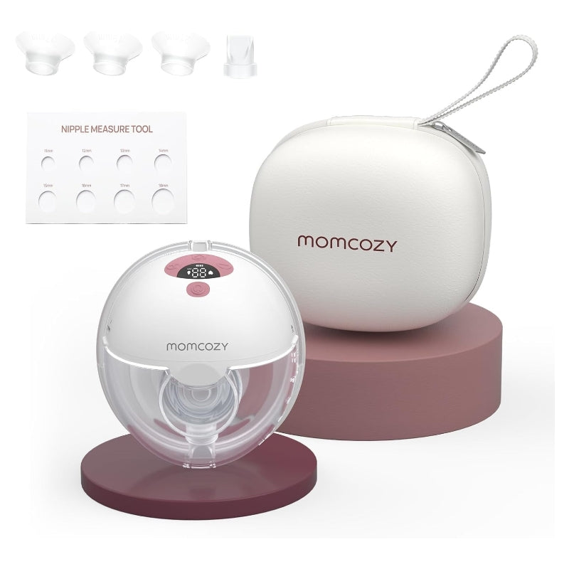 Momcozy M5 Tire-lait mains libres à porter, téterelle à double étanchéité, 3 modes et 9 niveaux d’aspiration, électrique et portable, gris, 1 pièce, idée cadeau pour mère