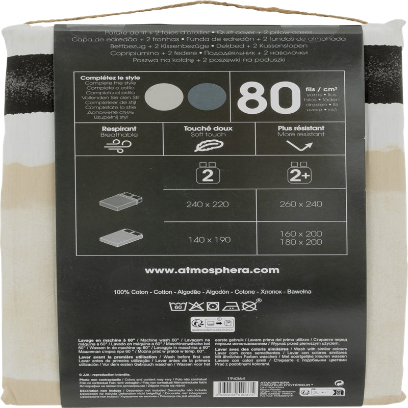 Atmosphera Parure de lit Hana en percale - 240 x 220 cm