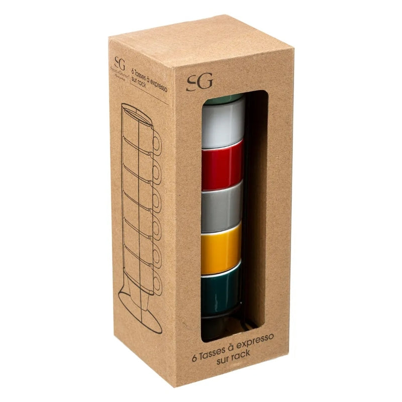 Secret de Gourmet Support avec 6 tasses Coloroma 5 cl