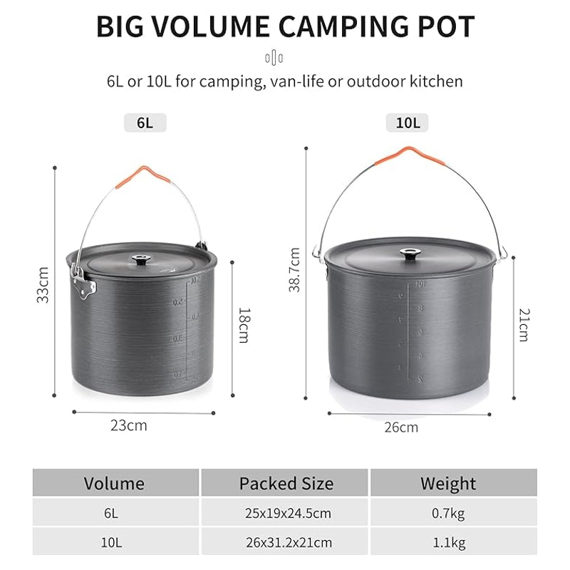 Naturehike Ensemble de marmites à soupe de camping suspendues portables avec couvercle 1 à 6 personnes