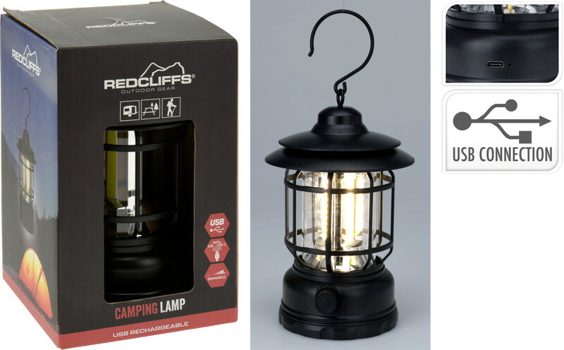 Redcliffs Outdoor Lampe de camping rechargeable USB - Noir