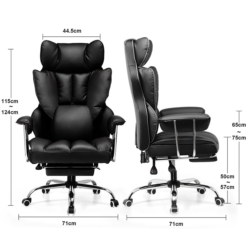 GTPLAYER Chaise gaming et de bureau en similicuir noir - 71 x 71 x 115 cm