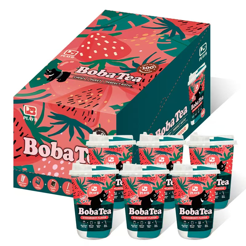 JENI PLAYB Gobelets de Boba Tea saveur fraise - 6 x 85 g