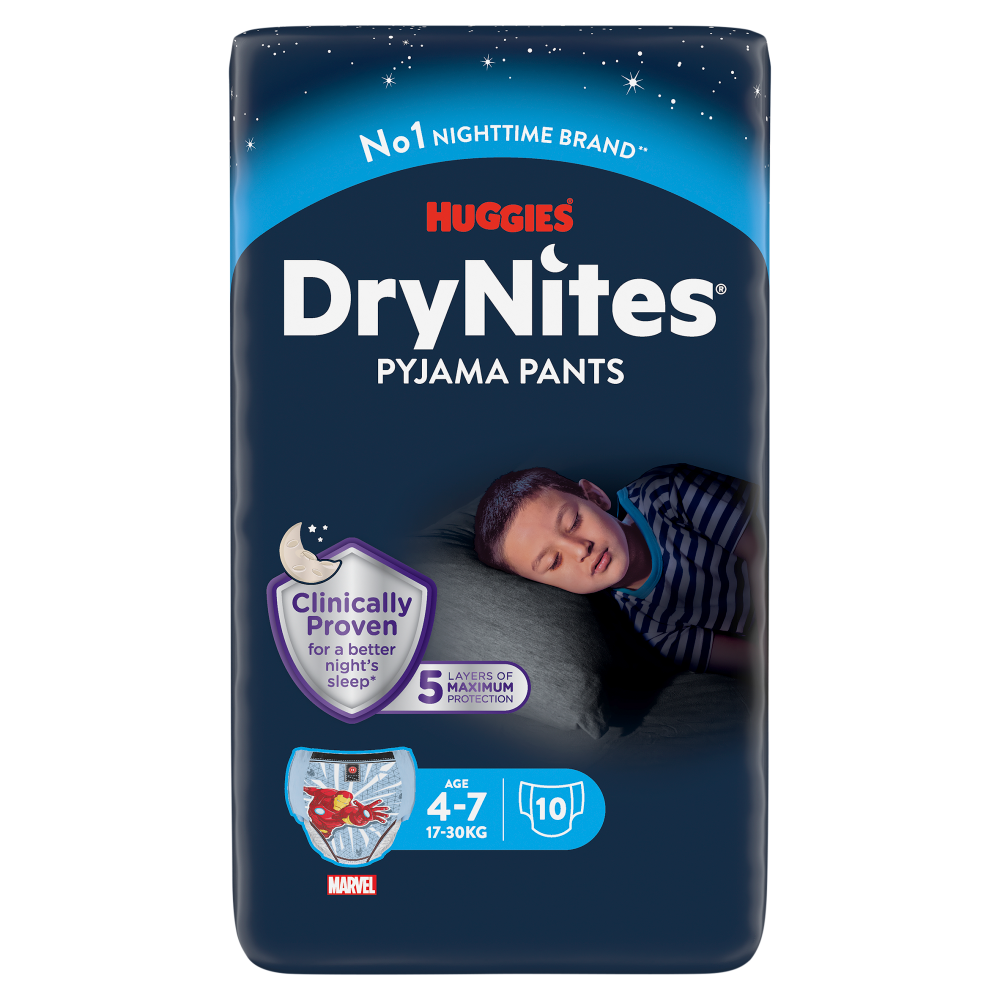 HUGGIES DryNites Culottes Pyjama 4-7 ans (17-30 kg) - Pack de 10