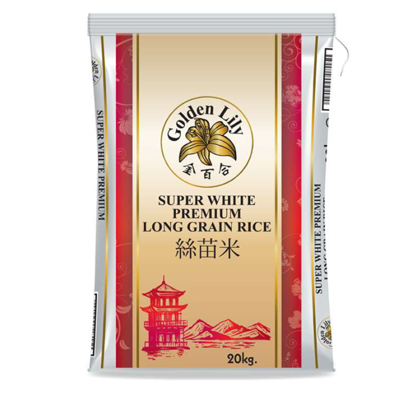 Golden Lily Riz long grain extra blanc de qualité supérieure - 20 kg