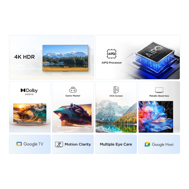 TCL 55V6C Smart TV 55 pouces 4K Ultra HD, compatible HDR10+, dalle HVA rigide, Dolby Vision