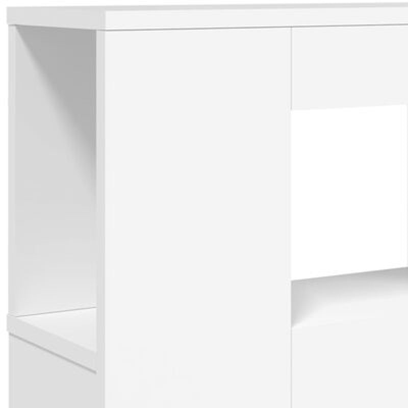 vidaXL Tête de Lit avec LED 160x185x1035 cm en Bois Traité Blanc