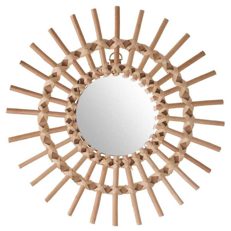 Atmosphera Miroir soleil Jane diamètre 30 cm - Rotin