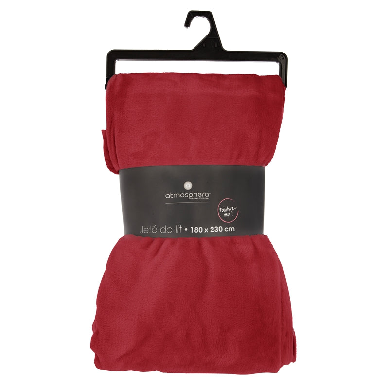 Atmosphera Couverture en polaire de flanelle rouge 180 x 230 cm - 250 g/m²