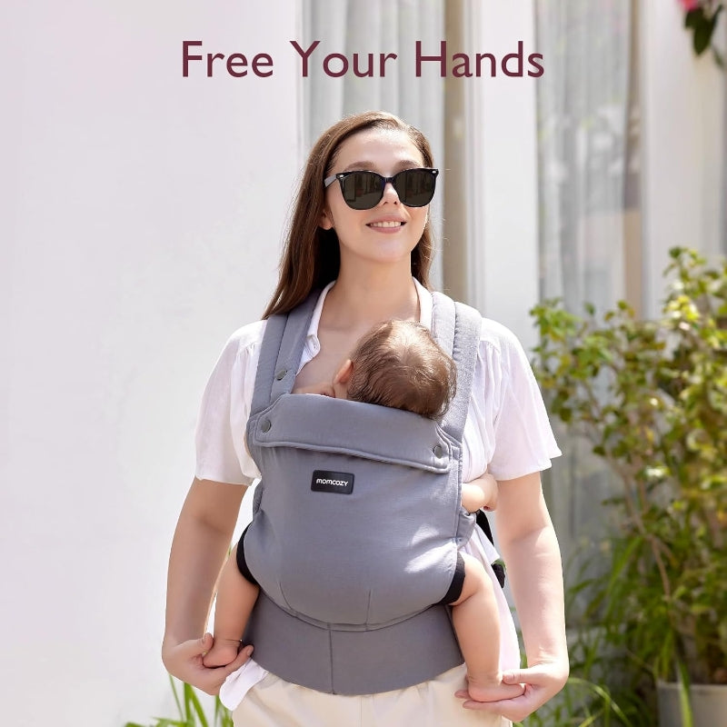 Momcozy Porte-bébé ergonomique 7-44 lb Léger confortable Gris Cadeaux pour maman
