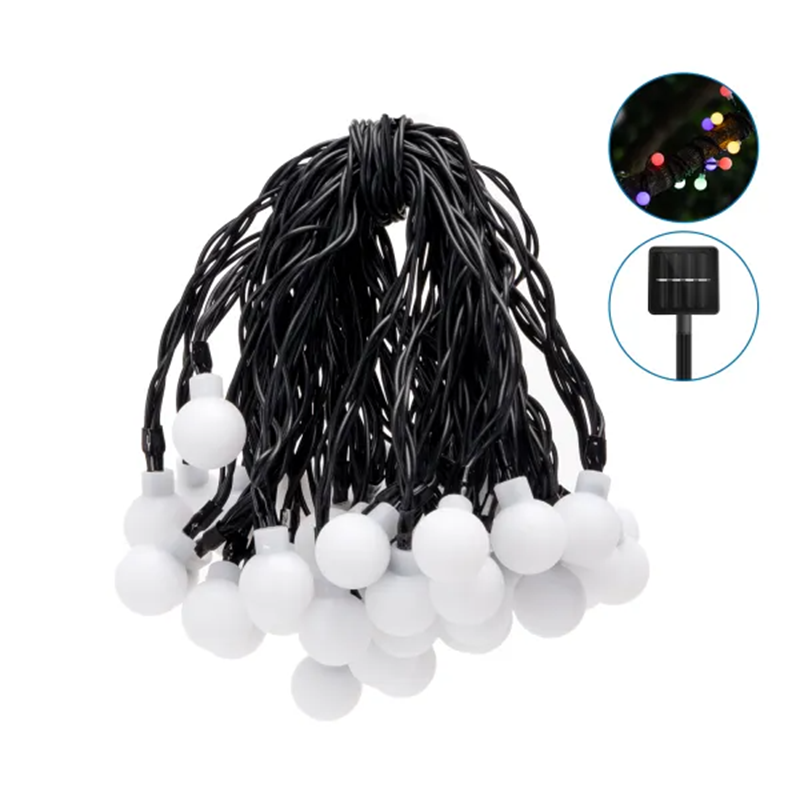 Aigostar Guirlande lumineuse solaire LED, boules laiteuses RGB 10 m