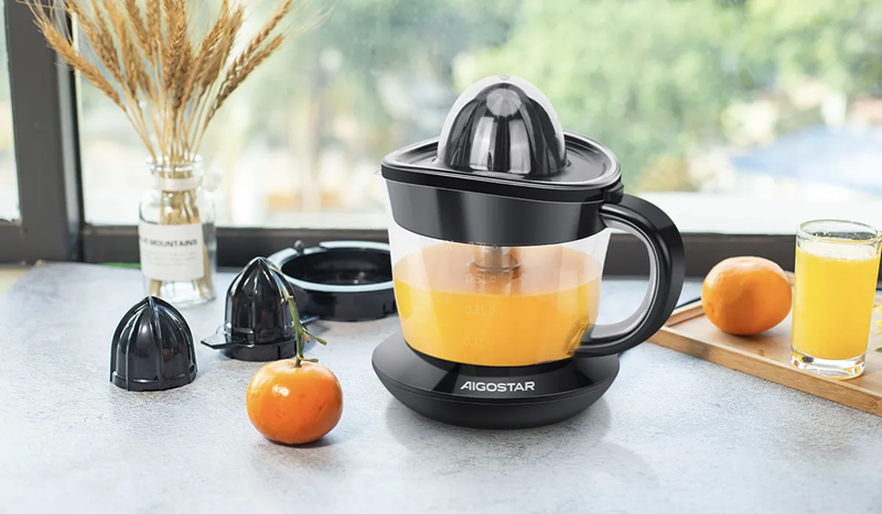 Aigostar Presse-agrumes 40 W, 0,7 L, noir, 2 cônes, rotation bidirectionnelle