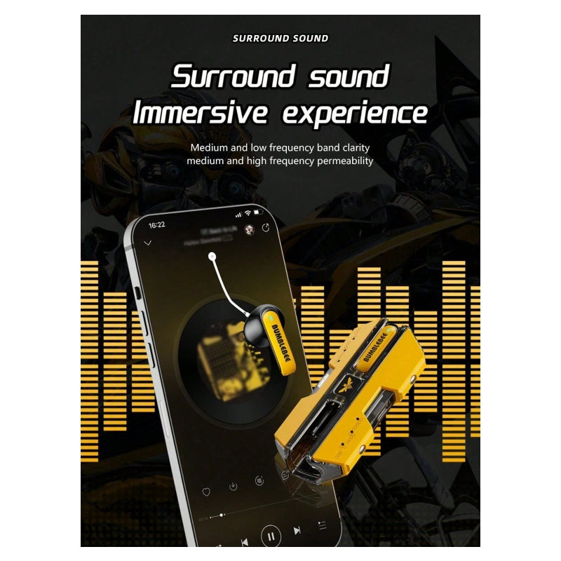Transformers TF-T01 Écouteurs Bluetooth semi-intra-auriculaires, longue autonomie - Jaune