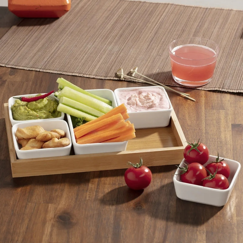 Secret de Gourmet Set d'apéritif en bambou blanc - 6 pièces