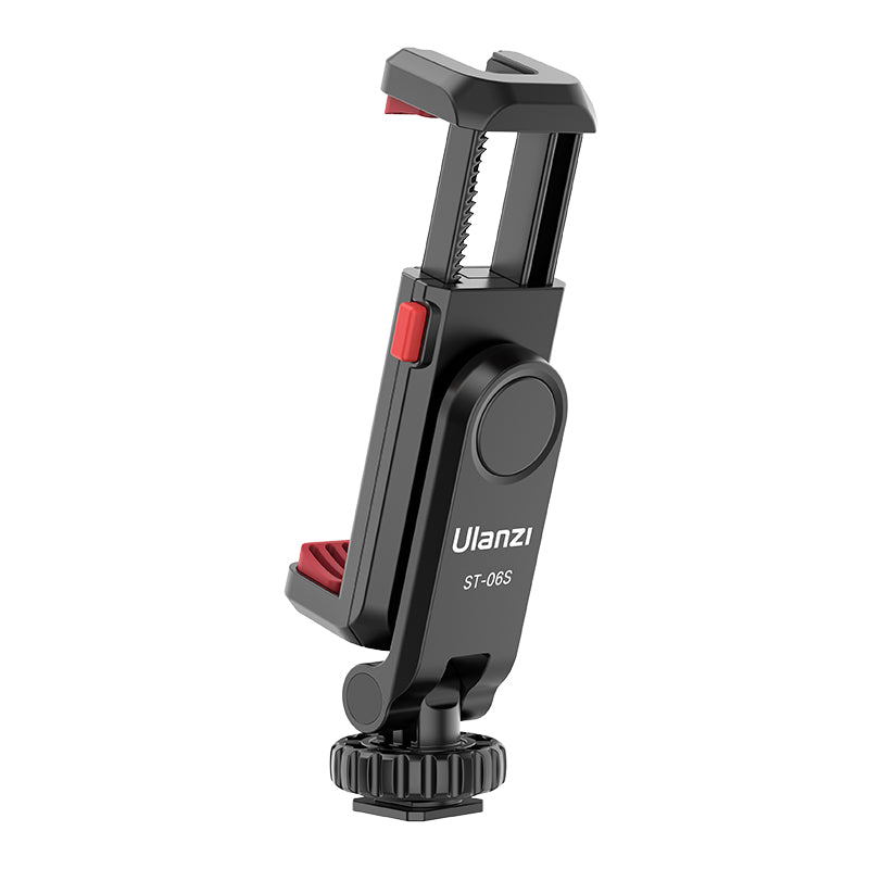 Ulanzi Adaptateur de trépied pour smartphone ST-06S Stabilisateur pour smartphone avec 2 griffes porte-accessoires Support de téléphone pour appareil photo Support rotatif à 360° pour iPhone Galaxy Huawei appareil photo reflex numérique
