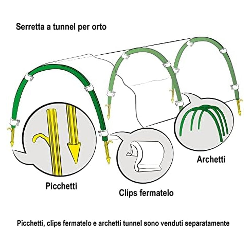 TENAX Lot de 8 piquets fixes pour tunnel de serre
