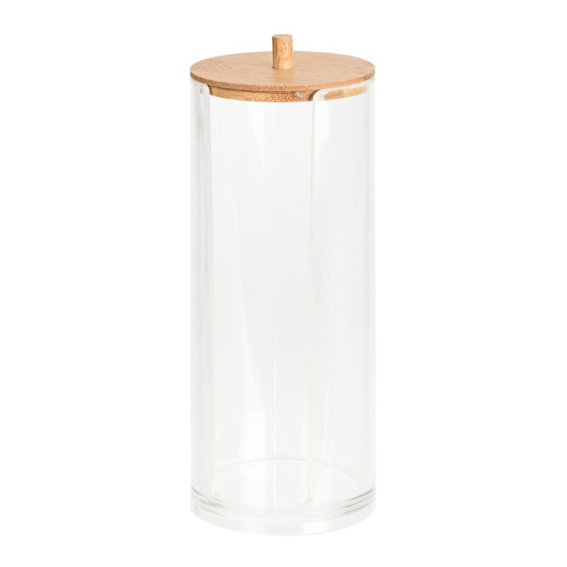 Boîte à disques démaquillants avec couvercle en bambou - 19,5 cm