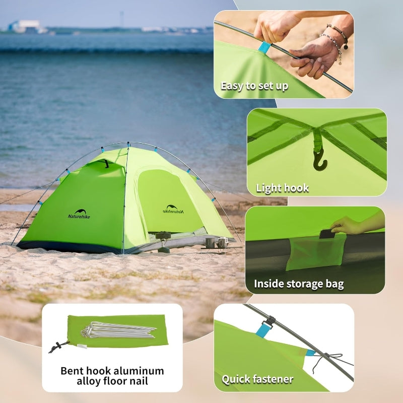 NatureHike Tente Camping P-Série 4 Saisons 2 Personnes Ultraléger Anti-UV