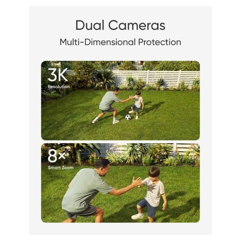 Projecteur-Caméra eufy Security E340 Filaire, Rotation et Inclinaison 360°, Enregistrement 24h/24, 2000 Lumens, Détection de Mouvement, Double Caméra, Compatible HomeBase 3