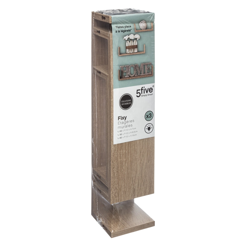 5five Lot de 3 étagères murales Fixy effet bois naturel en MDF bois clair