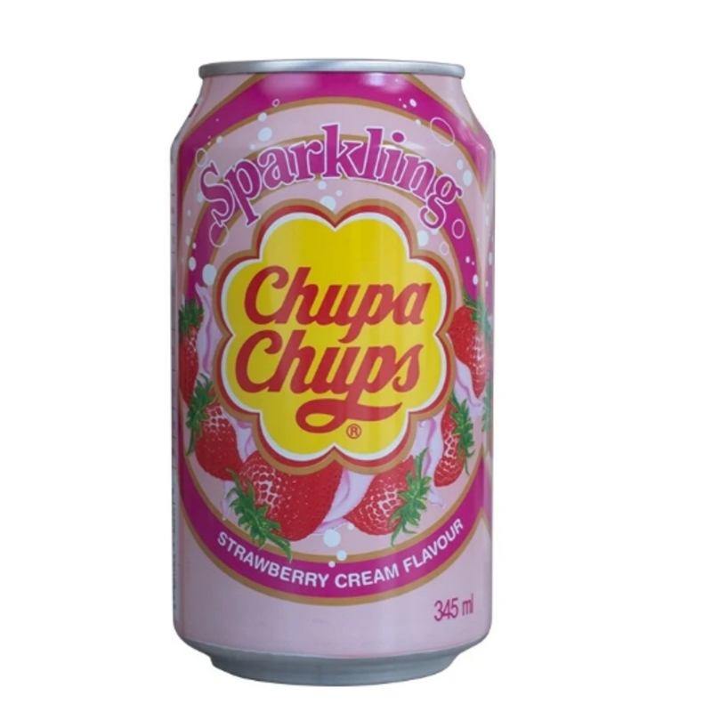 Chupa Chups Boisson gazeuse saveur fraise & crème - 345 ml