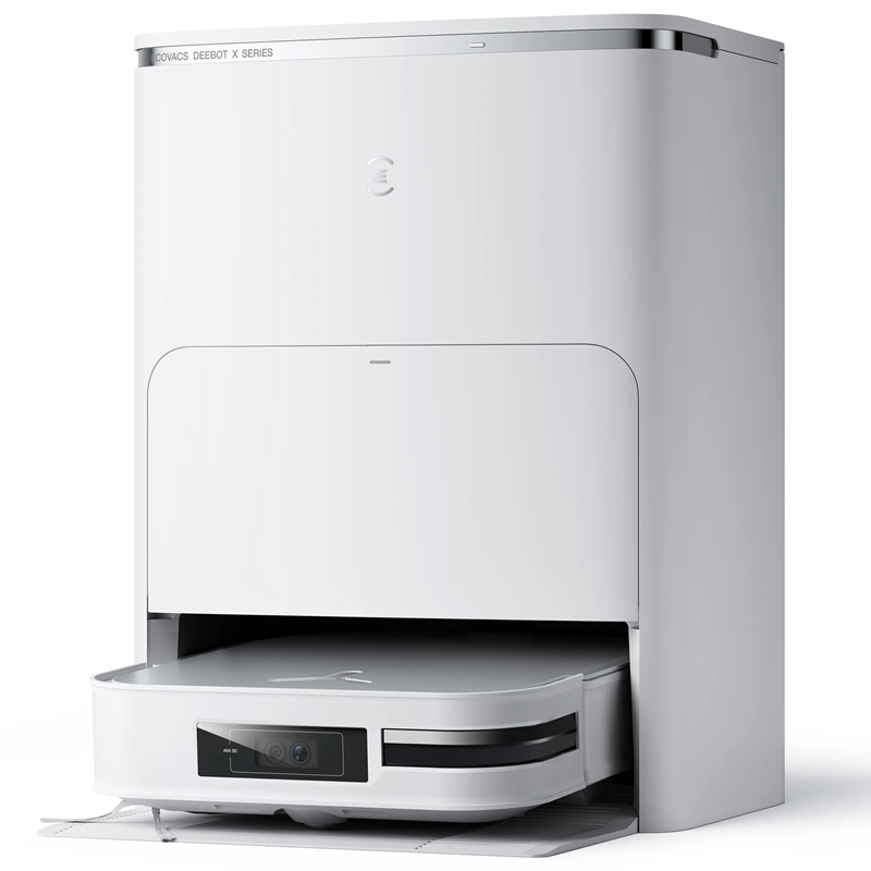 ECOVACS Deebot X2 Omni robot aspirateur blanc avec station, 8000 Pa de puissance d’aspiration, design carré fin, pads de levage à 15 mm, lavage à l’eau chaude des pads, évitement des obstacles via IA