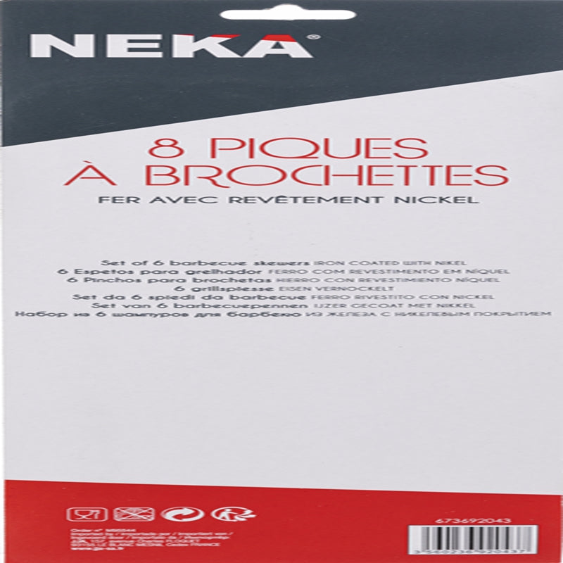 Lot de 8 brochettes en acier chromé Secret de Gourmet