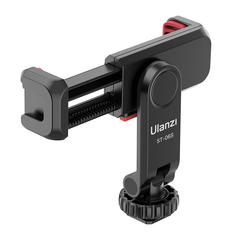 Ulanzi Adaptateur de trépied pour smartphone ST-06S Stabilisateur pour smartphone avec 2 griffes porte-accessoires Support de téléphone pour appareil photo Support rotatif à 360° pour iPhone Galaxy Huawei appareil photo reflex numérique
