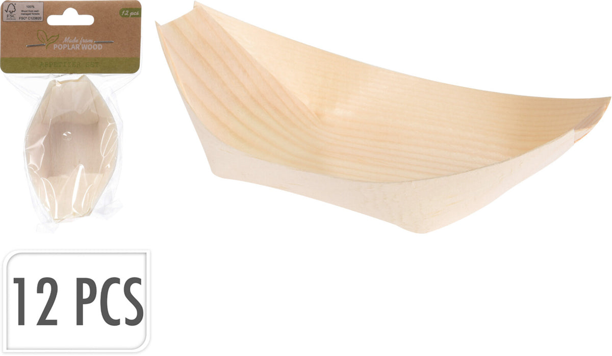 Barquettes en bois pour amuse-bouches - 12 pièces