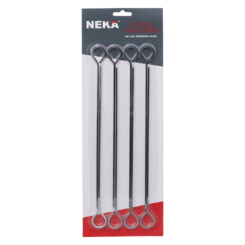 Lot de 8 brochettes en acier chromé Secret de Gourmet