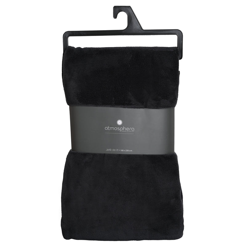 Atmosphera Couverture en flanelle noir - 180 x 230 cm